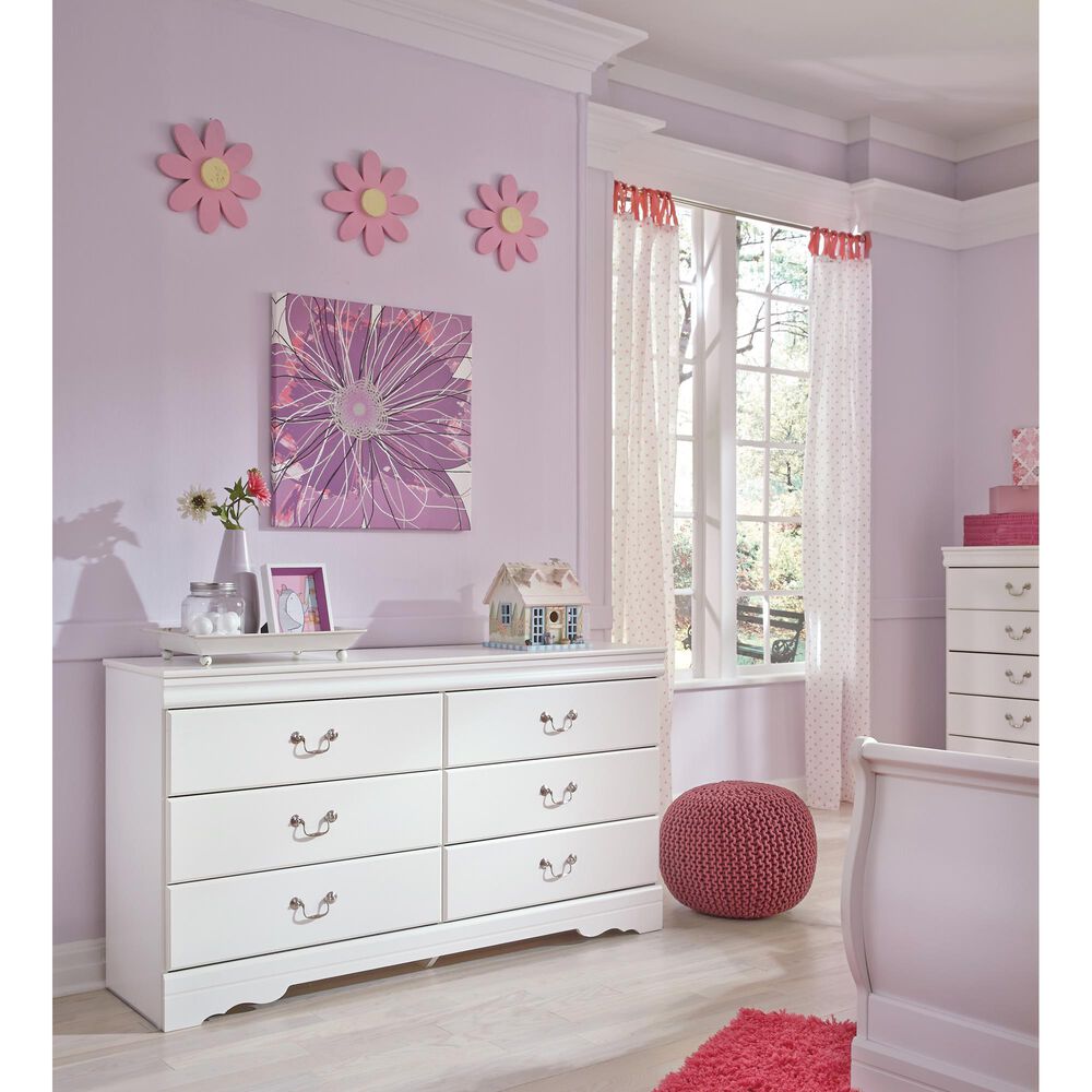 Ashley Anarasia 6-Drawer Dresser and Mirror in White, , large