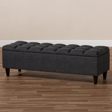 Baxton Studio Brette Storage Bench Ottoman in Charcoal, , large
