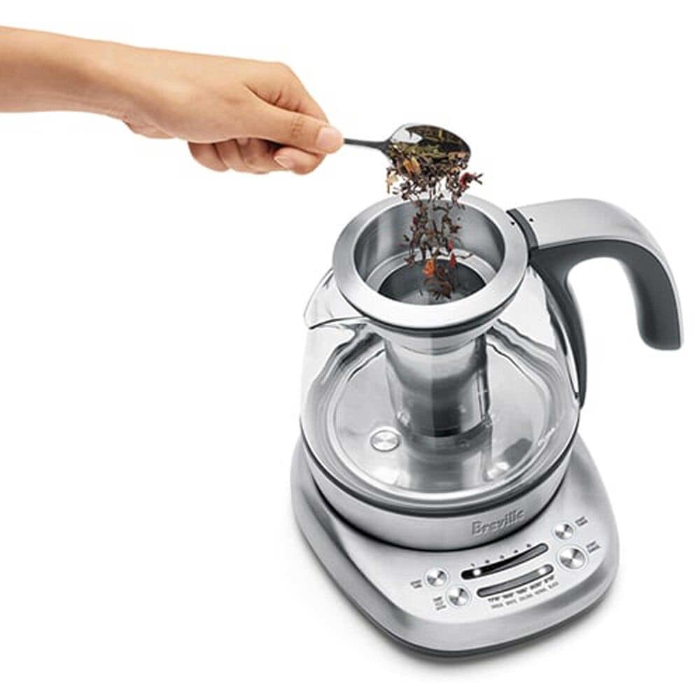 Breville 34 Oz Smart Tea Infuser Compact Electric Kettle in Brushed Stainless Steel and Clear, , large