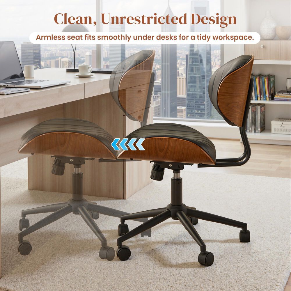 HOMLUX Ergonomic Swivel Office Chair with Vertical Channel-Tufted Cushion in Black, , large