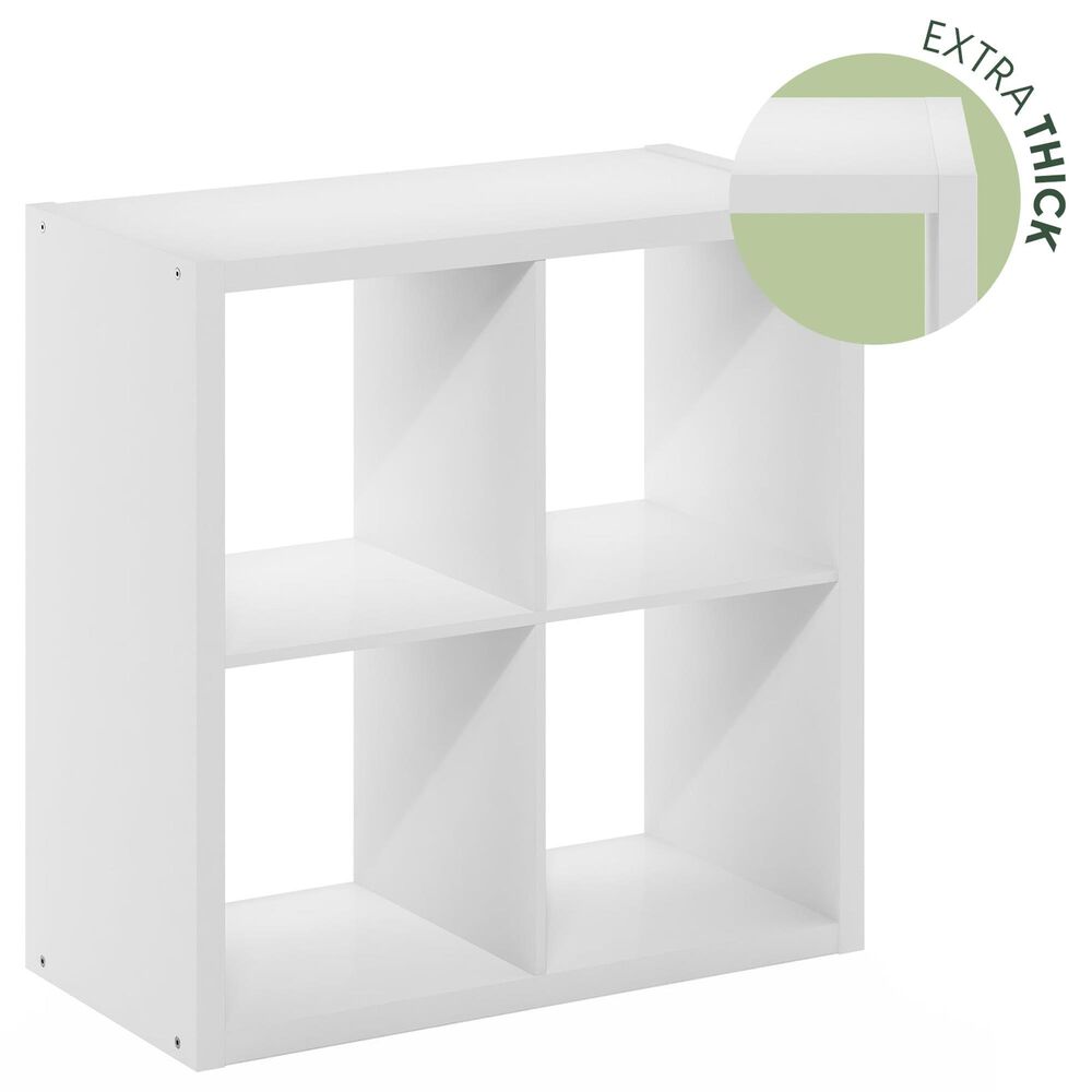 HOMLUX 4-Cube Reversible Open Back Bookshelf in White, , large
