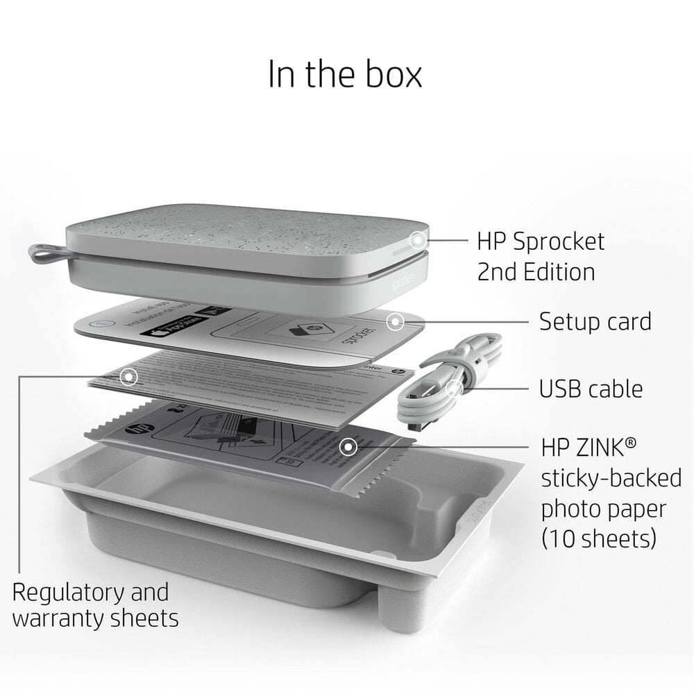 HP Sprocket 2&quot; x 3&quot; Portable Instant Photo Printer in Luna Pearl, , large