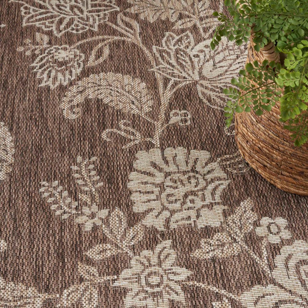 Nourison Garden Oasis Floral Mocha 6&#39; x 9&#39; Indoor/Outdoor Area Rug, , large