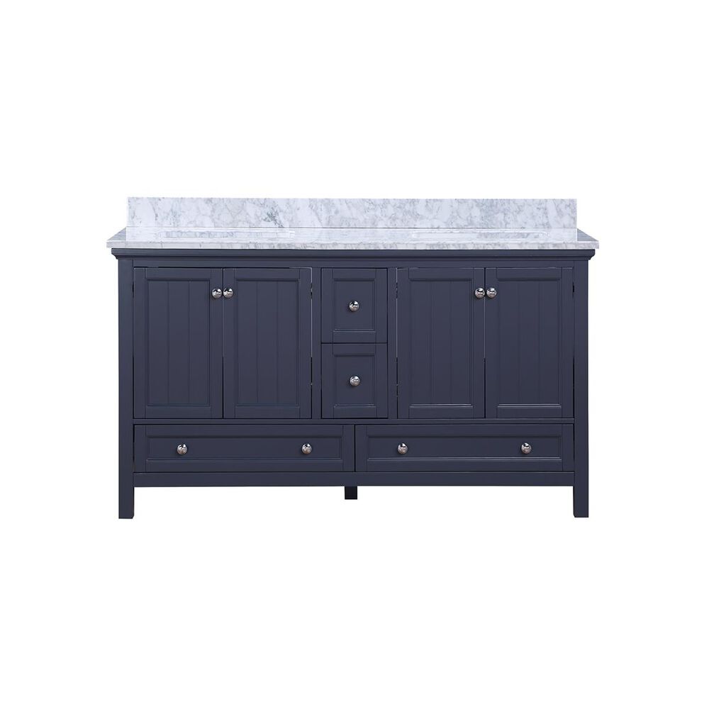 Aurafina Cunningham 60" Vanity with Top and 2 Sinks in Harbor Blue, , large