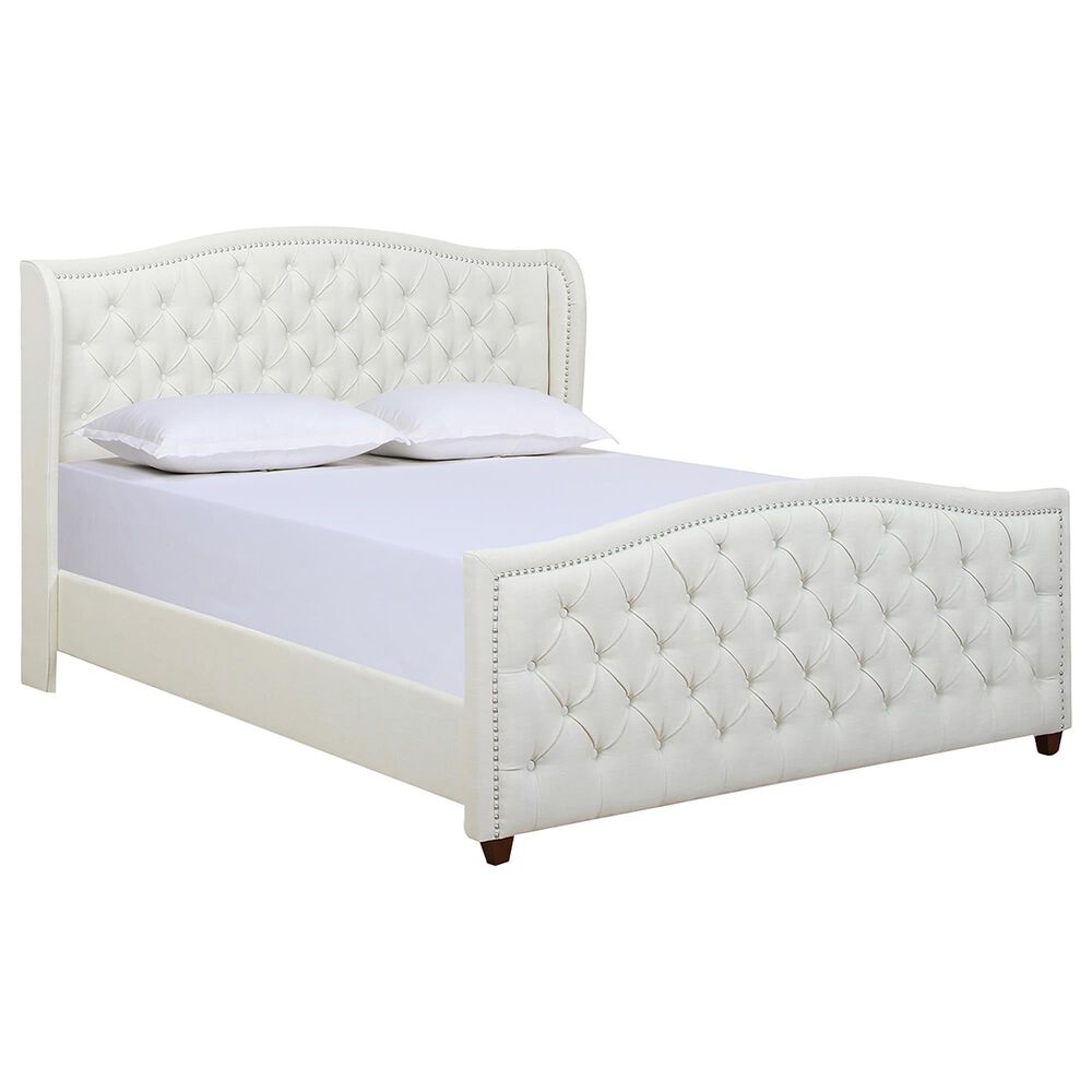 Jennifer Taylor Home Marcella King Upholstered Bed in Antique White
