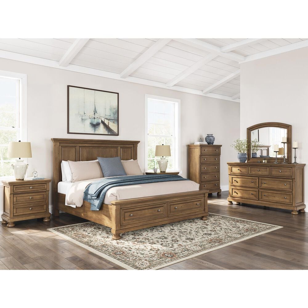 Ashley Feddinger King Panel Storage Bed in Chestnut Brown, , large