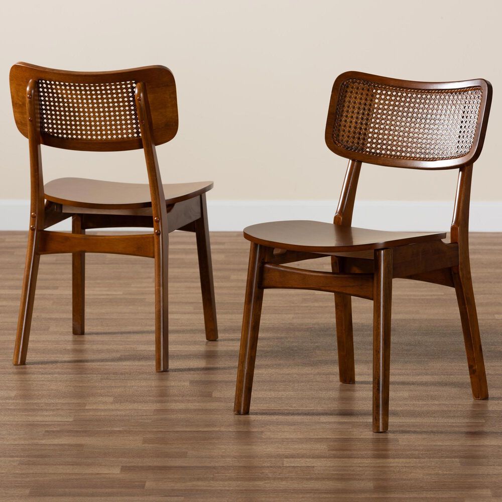 Baxton Studio Tafari Side Chair in Walnut Brown and Light Brown (Set of 2), , large