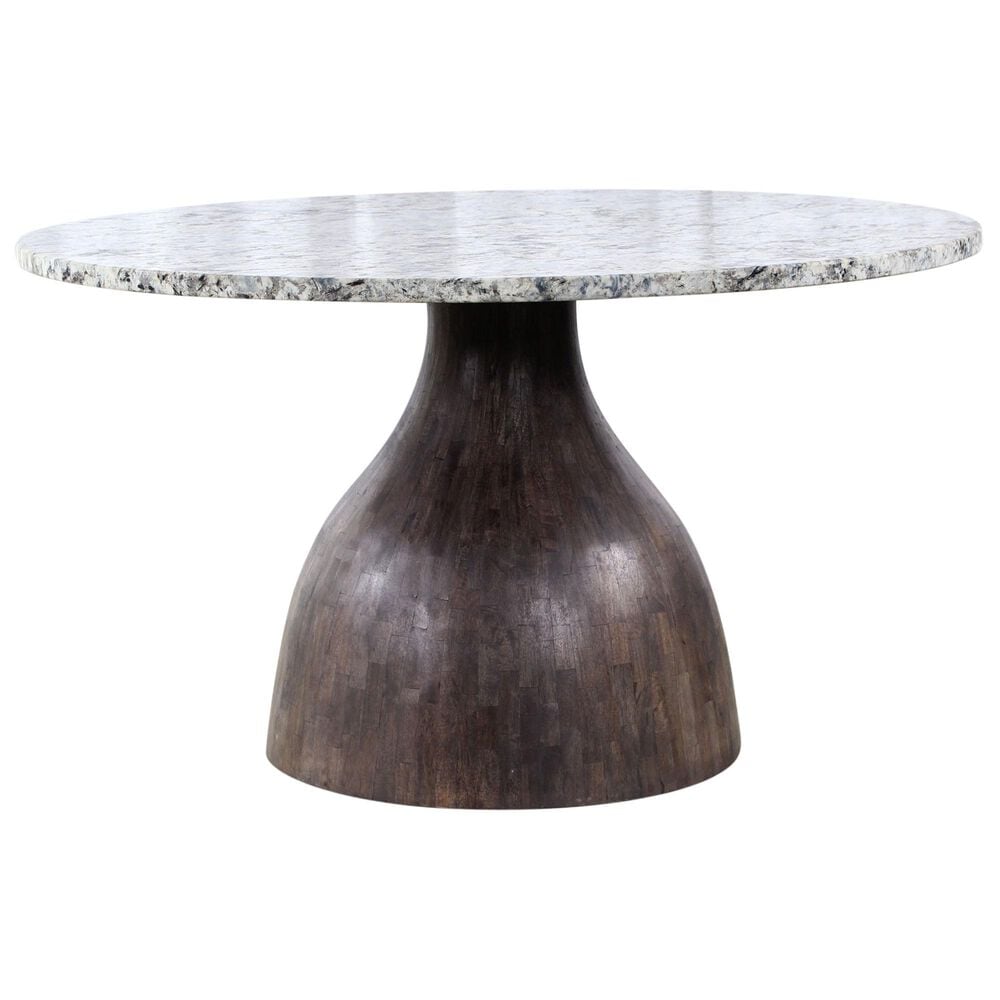 Home Trends &amp; Design Soloman Pedestal Dining Table with Marble Top and Black Finish, , large