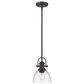 Golden Lighting Hines 1-Light Mini Pendant with Seeded Glass Shade in Rubbed Bronze, , large