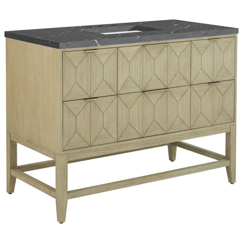 James Martin Vanities Emmeline 48" Single Vanity in Pebble Oak with 3 cm Parisien Bleu Quartz Top, , large