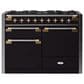 AGA Elise 48" Dual Fuel Range with Antique Brass Knobs in Gloss Black, , large