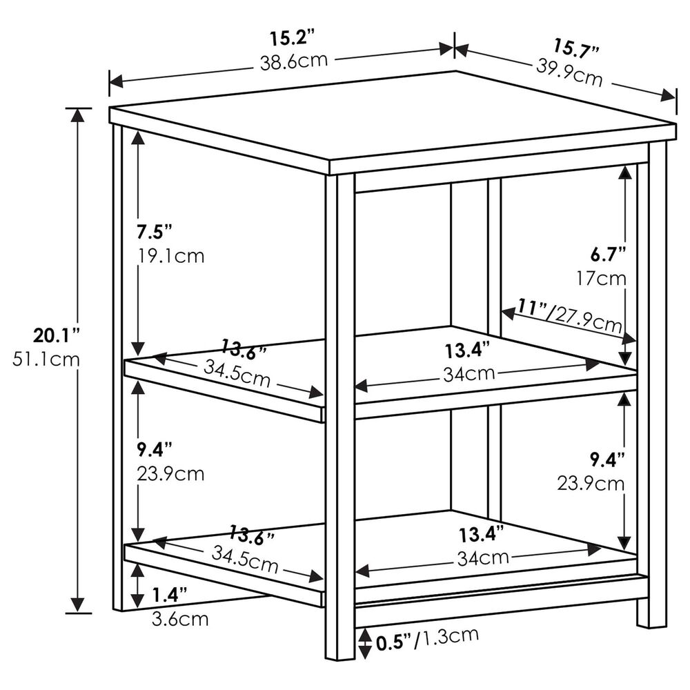 HOMLUX Camnus 3-Tier End Table in White, , large