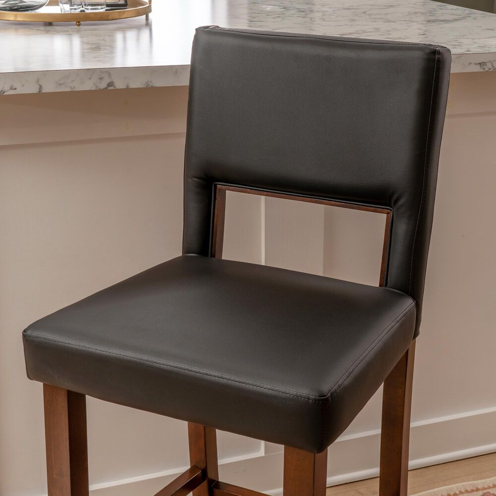 Linon Home Decor Vega Bar Stool with Black Cushion in Espresso, , large
