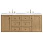 James Martin Vanities Laurent 60" Double Bathroom Vanity in Light Natural Oak with 3 cm White Zeus Quartz Top and Rectangular Sinks, , large