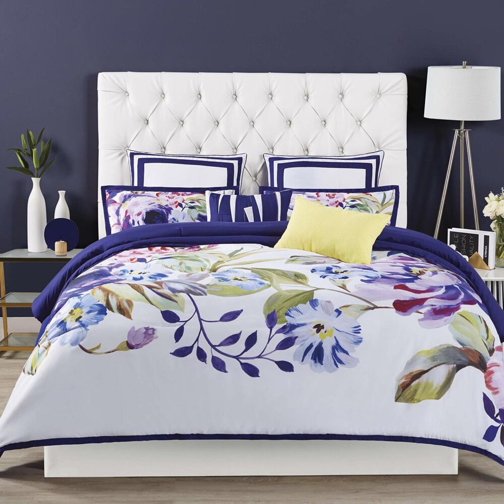 Pem America Christian Siriano 3-Piece Full/Queen Garden Bloom Comforter Set in Blue and White, , large