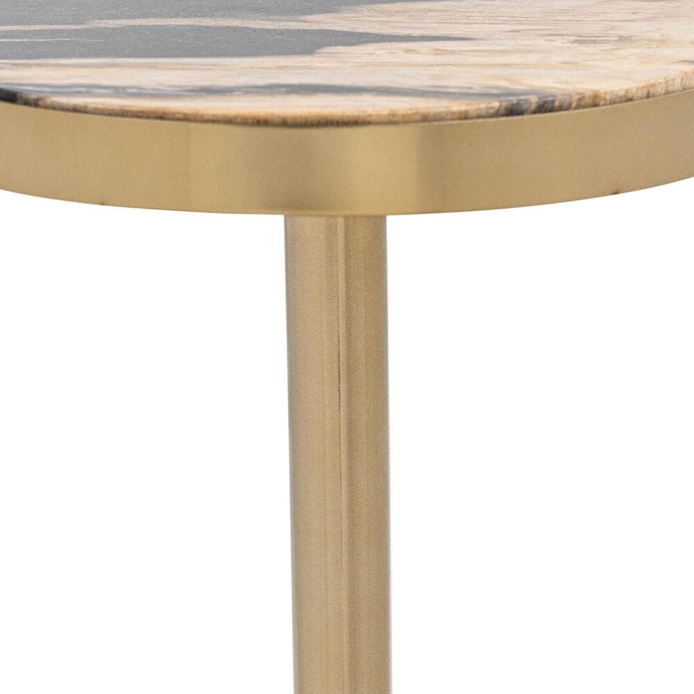 Classic Home Jordyn 12" Round Accent Table in Molten Husk and Brass, , large