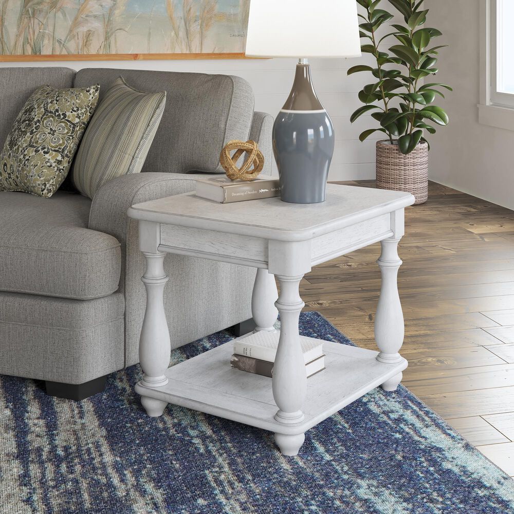 Golden Wave Furniture New Haven Square End Table in Oyster Shell, , large