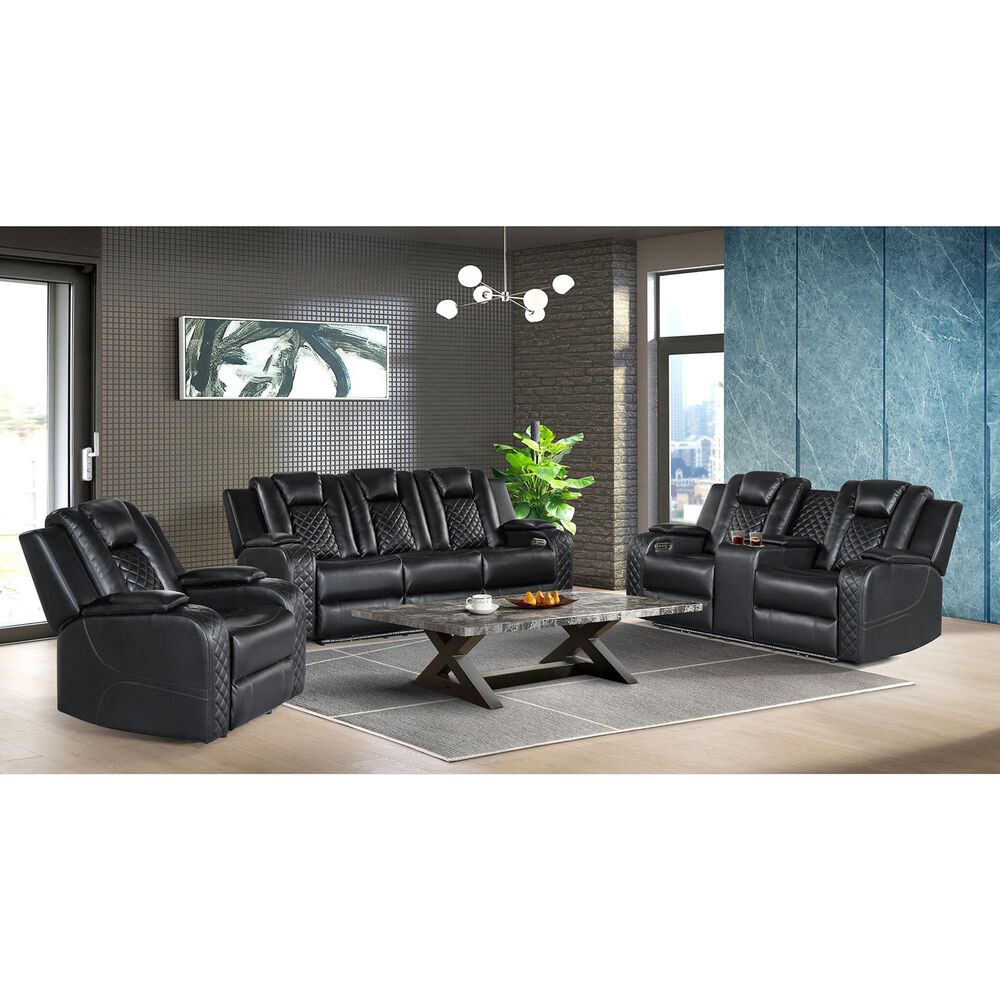 Mayberry Hill Carlo Power Reclining Loveseat in Pebble Black, , large
