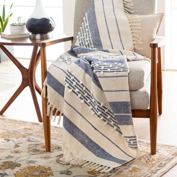 Surya Yemaya 50" x 70" Throw in Navy/White/Cream, , large
