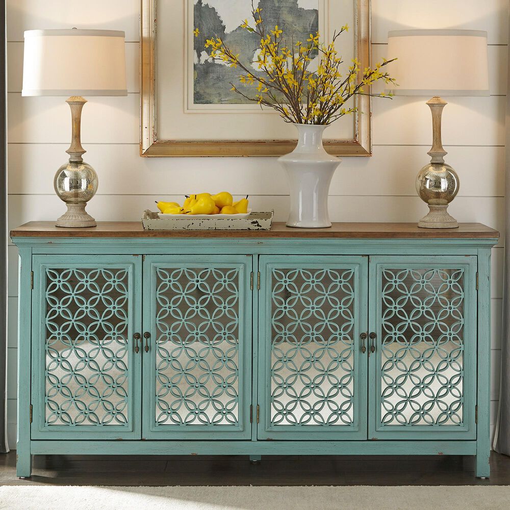 Belle Furnishings Kensington 4-Door Accent Cabinet in Blue, , large