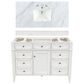 James Martin Vanities Brittany 48" Single Bathroom Vanity in Bright White with 3 cm Carrara White Marble Top and Rectangle Sink, , large