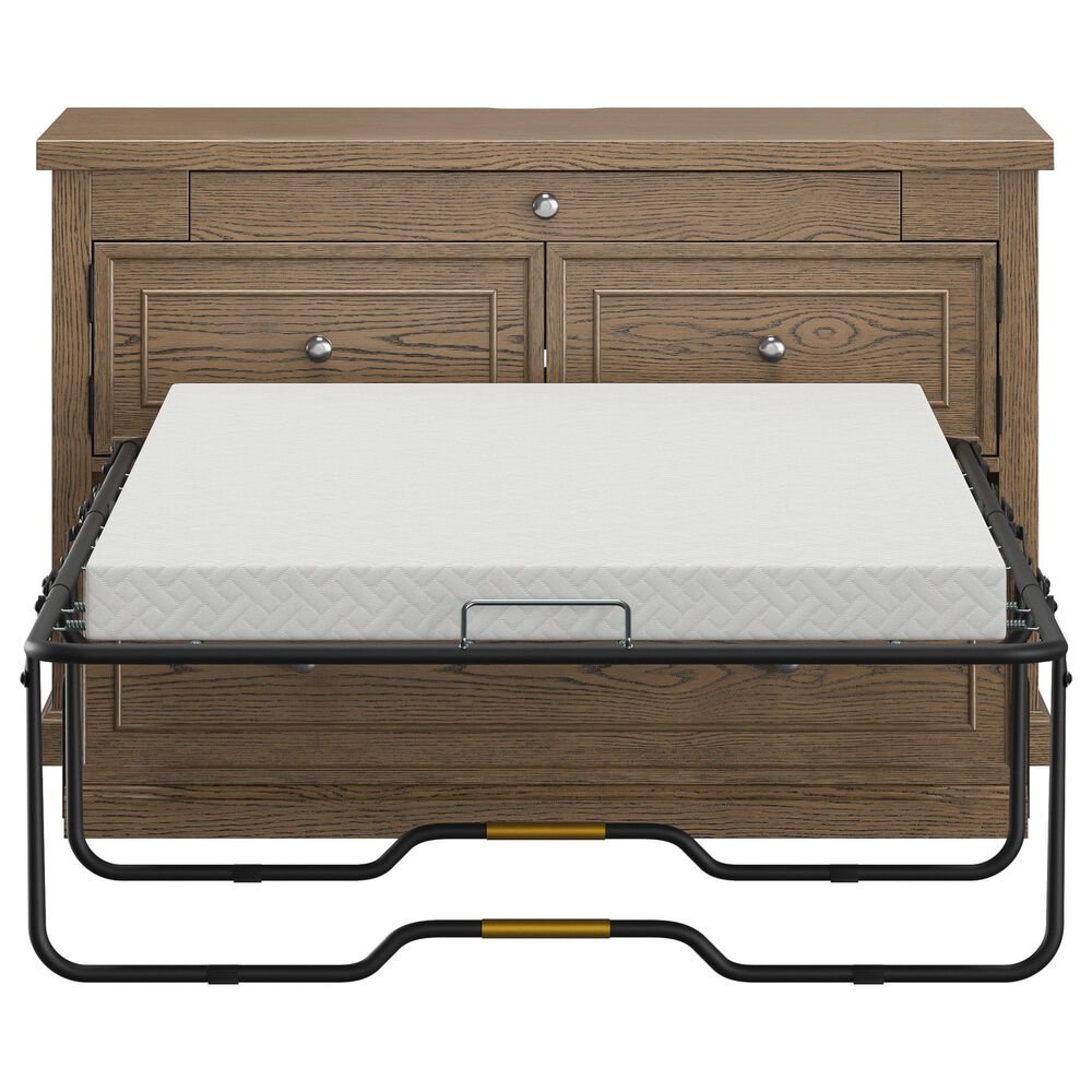 Richlands Furniture Soren Wood Twin 2 Door Desk Dream Console with Mattress and Cover in Light Oak, , large
