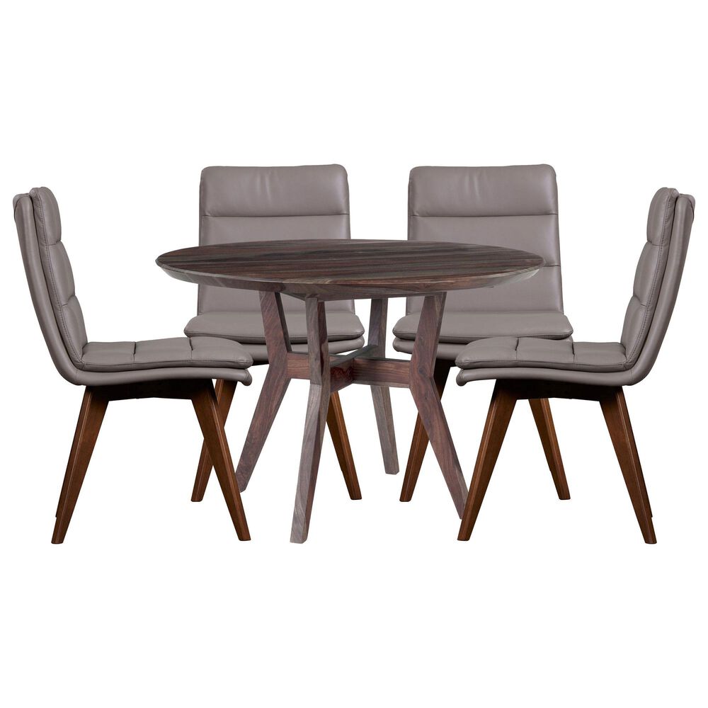 FURNITURE CONNECTION Fall River and Castor 4-Piece Round Dinning Set in Black Walnut, , large