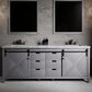 Lexora Home Marsyas 84" Double Bathroom Vanity in Dark Grey with White Carrara Marble Top and Rectangular Sinks, , large