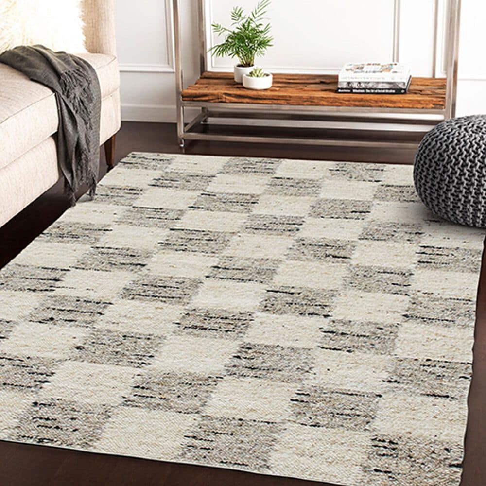 L&amp;R Resources Kingston Geometric 9&#39; x 12&#39; White and Black Area Rug, , large