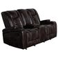 Oxford Furniture Dual Manual Reclining Gliding Loveseat with Console in Bolero Coffee, , large