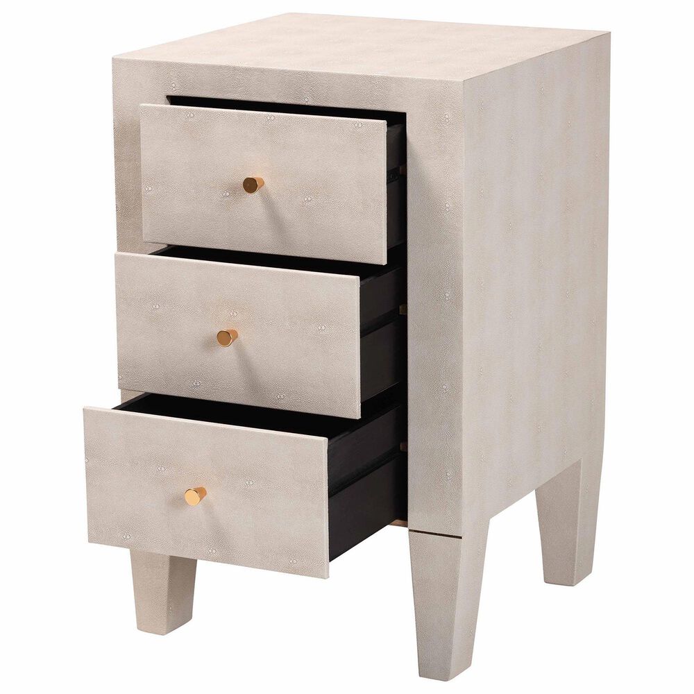 Baxton Studio Leyna 3-Drawer End Table in Beige, , large
