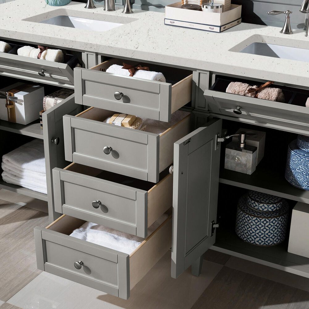 James Martin Vanities Brittany 72" Double Bathroom Vanity in Urban Gray with 3 cm Lime Delight Quartz Top and Rectangular Sinks, , large