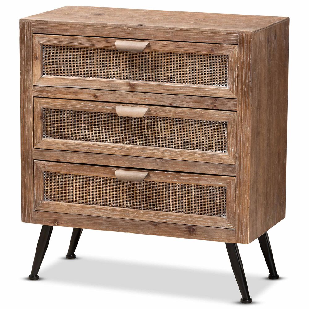 Baxton Studio Calida 3-Drawer Storage Cabinet in Whitewashed Natural Brown and Black, , large