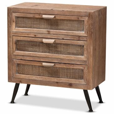 Baxton Studio Calida 3-Drawer Storage Cabinet in Whitewashed Natural Brown and Black, , large