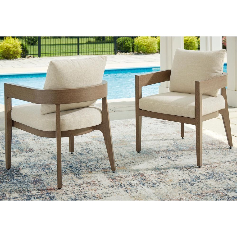 Ashley Serene Bay Patio Dining Arm Chair in White (Set of 2), , large