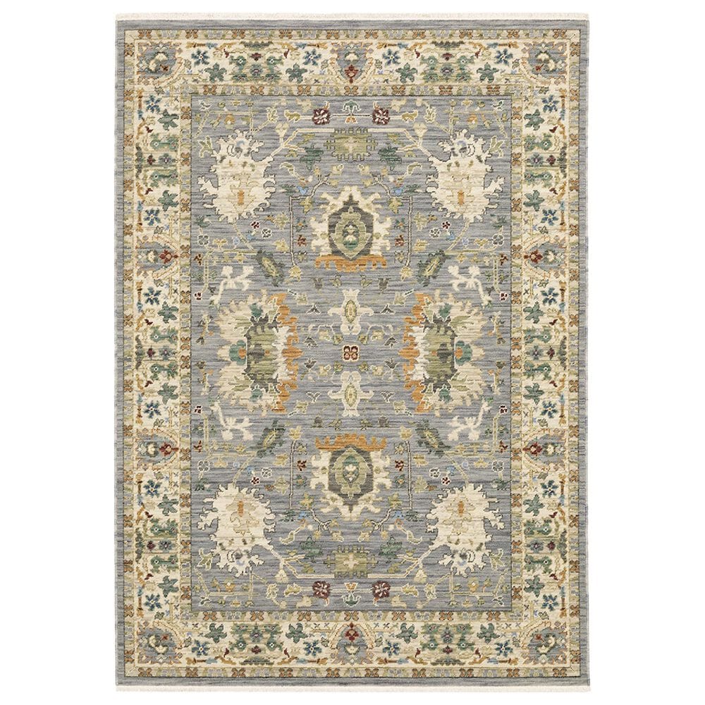 Oriental Weavers Lucca Oriental Border 6"7" x 9"6" Blue Area Rug, , large