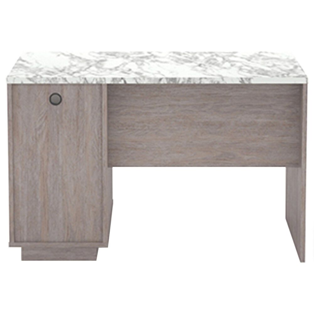 Sauder East Rock Single Pedestal Desk in Ashen Oak and White, , large