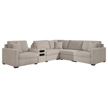 Ashley ModMax Luxe 6-Piece Symmetrical Sectional with Audio Console in Flint with Next-Gen Nuvella Performance Fabric, , large
