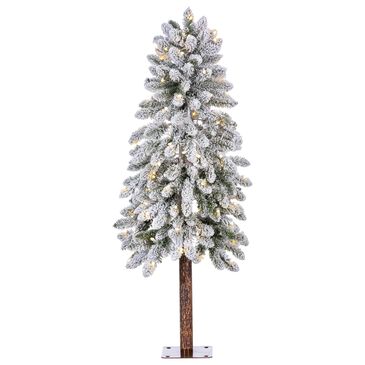 The Gerson Company 4.5" Heavy Flocked Christmas Alpine Tree in Green, , large