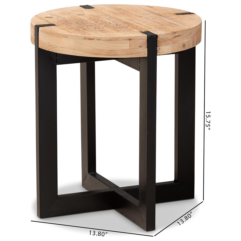 Baxton Studio Horace End Table in Natural Brown and Black, , large