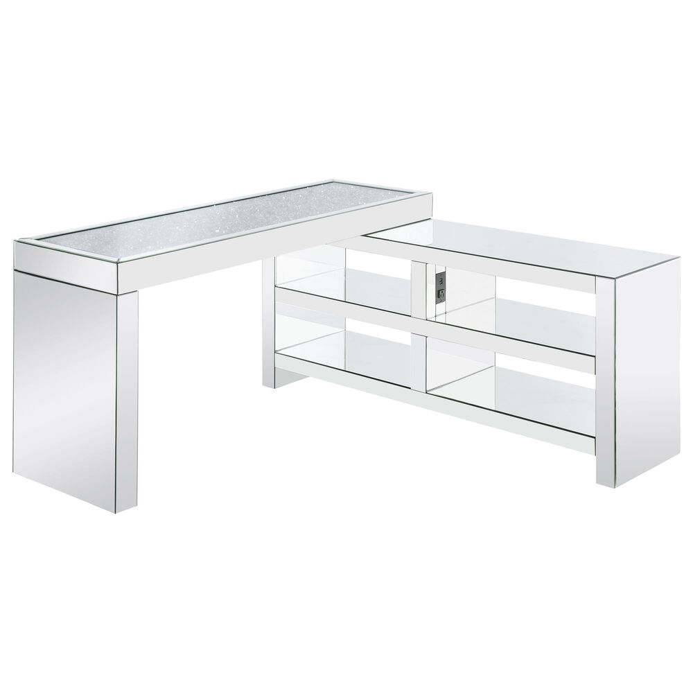 Gunnison Co. Noralie Writing Desk with USB Port in Clear Glass, , large
