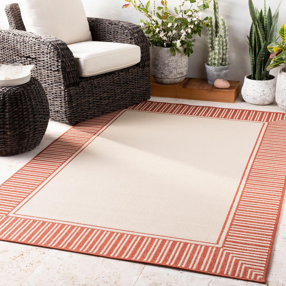 Surya Alfresco 5&#39;3&quot; x 7&#39;7&quot; Rust and Beige Indoor/Outdoor Area Rug, , large