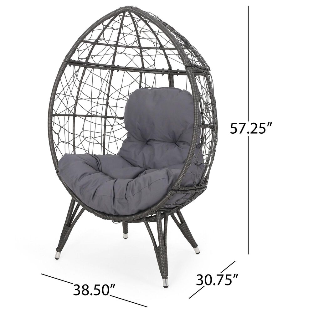 Hearth and Haven Gianni Outdoor Teardrop Chair in Gray, , large