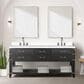 Lexora Home Norwalk 72" Double Bathroom Vanity in Black Oak with White Quartz Top and Rectangular Sinks, , large