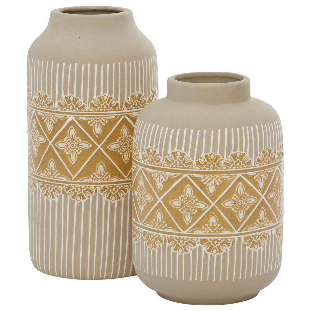 Maple and Jade Bohemian Vase in Beige and Tan (Set of 2), , large