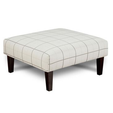 Xenia Cocktail Ottoman in Windowpane Chalk, , large
