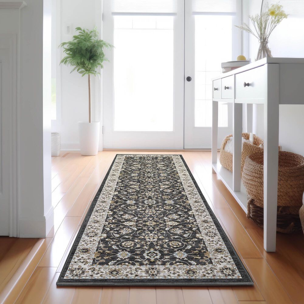 Dalyn Rug Company Hatay HY1 2&#39;3&quot; x 7&#39;6&quot; Black Runner, , large