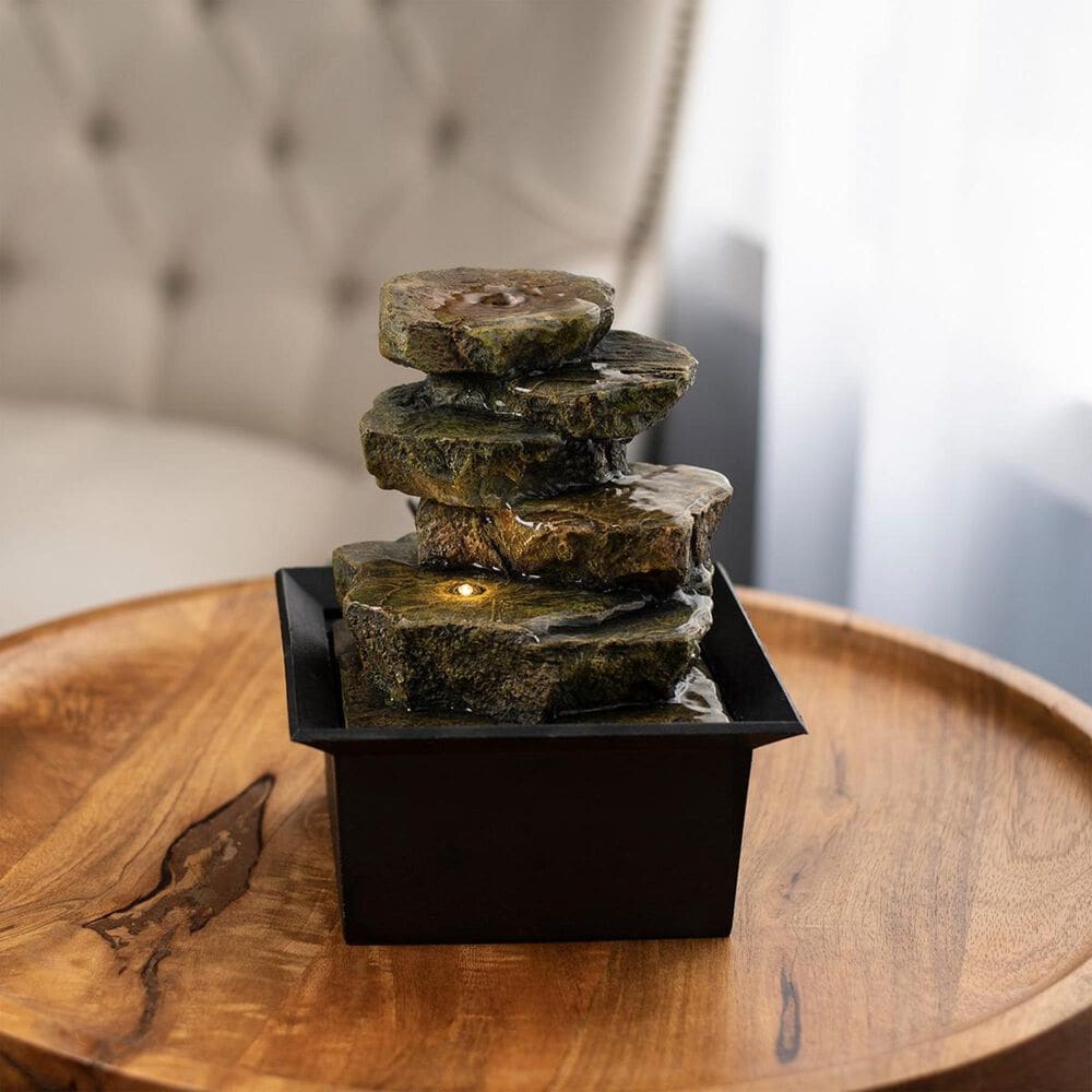 Timberlake Pure Garden Cascading Rock LED Waterfall in Brown, Green, Black, , large