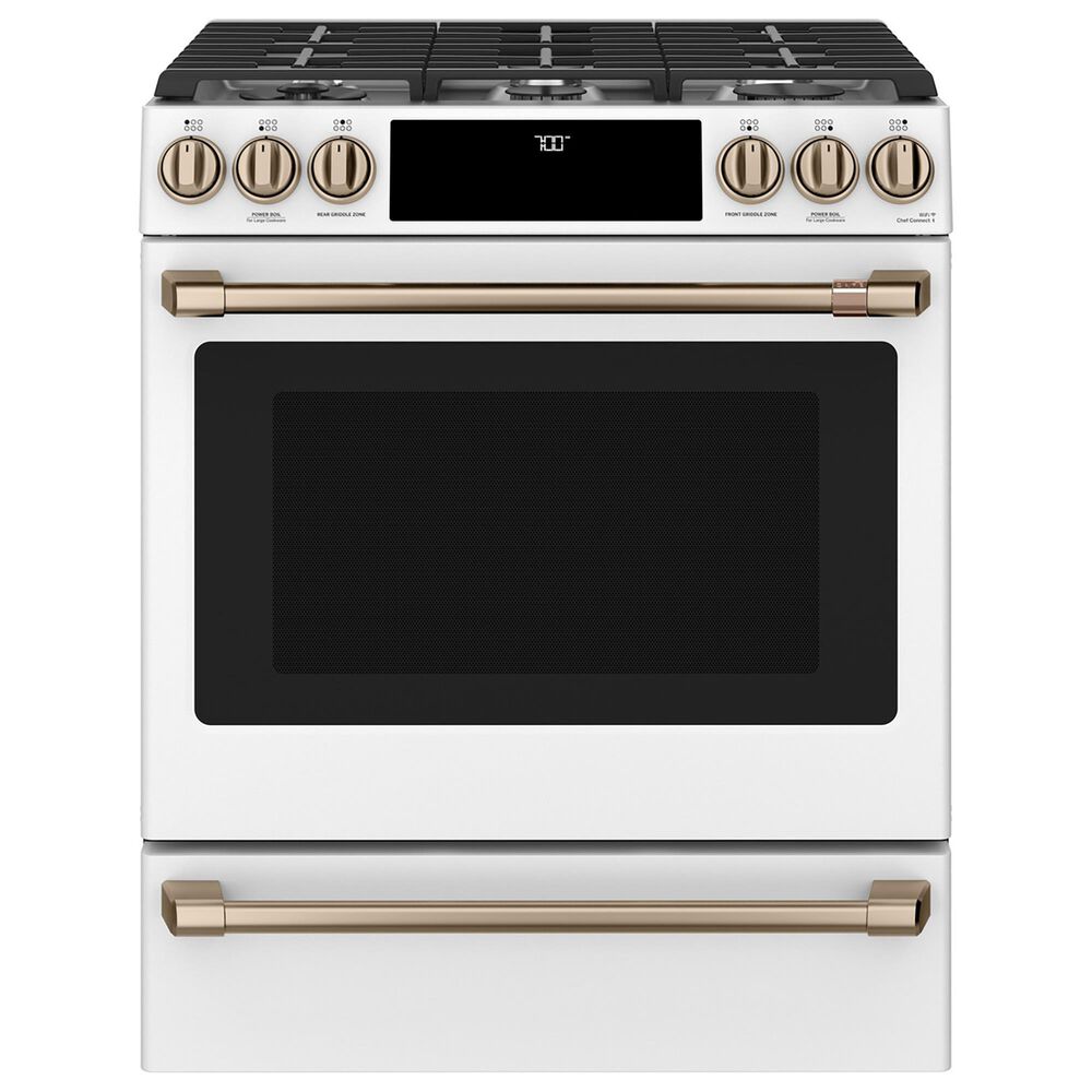 Cafe 5.6 Cu. Ft. Smart Slide-In Gas Range in Matte White, , large