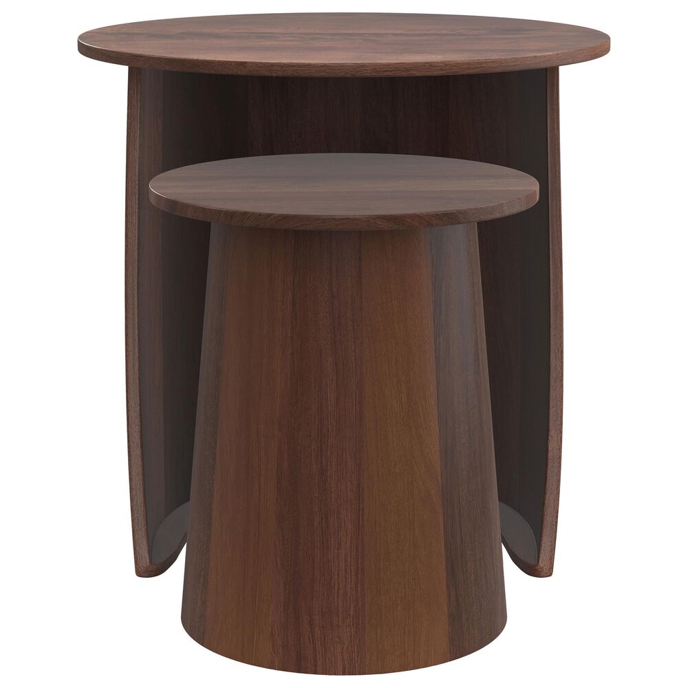 Coaster Yency 2-Piece Round Nesting Table Set in Dark Brown, , large